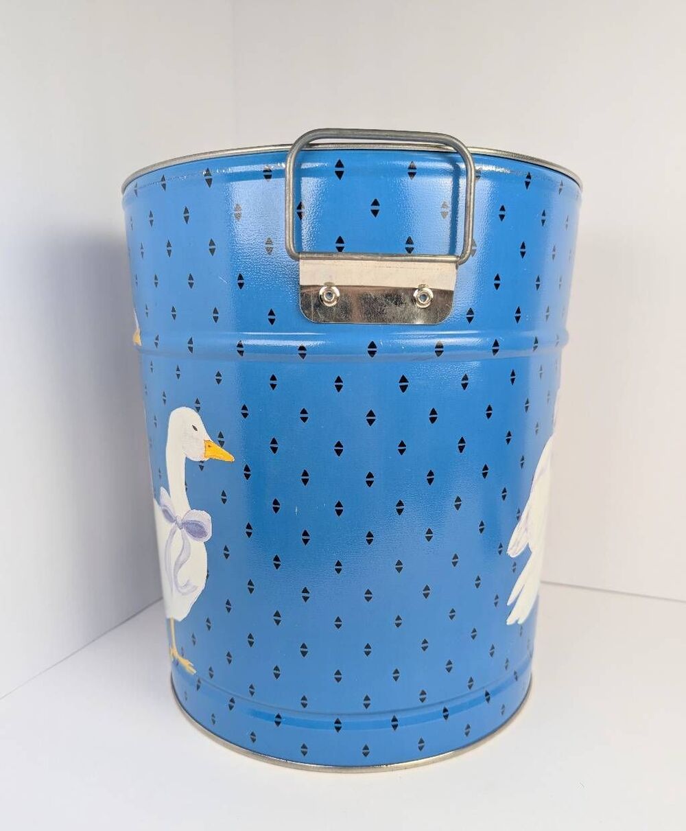 80s Blue Ribbon Goose Bertels wilkes barre canister wastebasket trash can metal - Picture 2 of 5